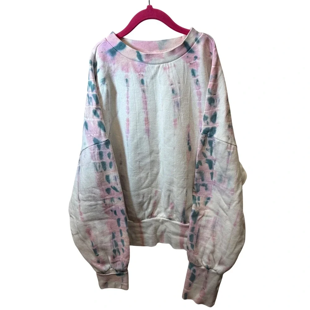 Old Navy Girls Pink Blue Tie Dye Oversized Fleece Pullover Sweatshirt M 16287